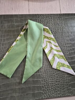 Coach Green and White Twilly/Scarf Tie